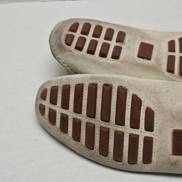 GUCCI Loafer Slip On Shoes Beige Cream Leather Made in Italy Horsebit Buckle 8.5 - Picture 14 of 16